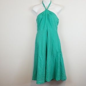 J. Crew green Aubrey Halter Cotton Dress